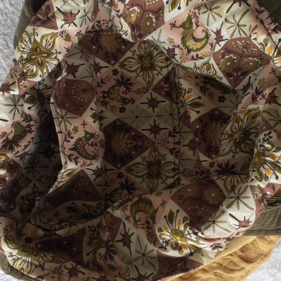 Boho bag Golden fabric wooden button - Picture 6 of 6